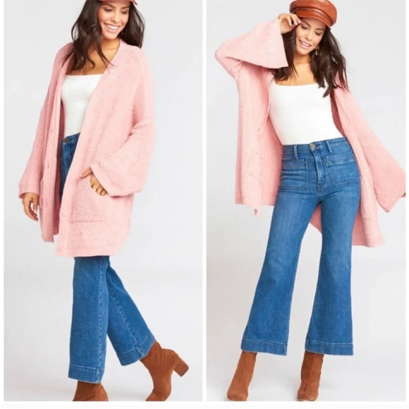 Show Me Your Mumu Easy Cardigan Sweater Pretty Pink Chenille Knit Size Small - Picture 1 of 14